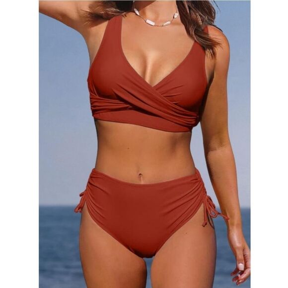 Beachsissi Red Two Piece Swimsuit. Coastal. Beachy. - Picture 1 of 13